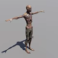 Decayed Zombie Creature Character With Tattered Pants And Outstretched Arms 3d model