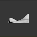 Cartoon Style White Wavy Object with Black Base on Dark Background and Shiny Reflective Surface