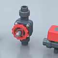 Industrial Equipment Featuring Red Black Valves With Control Knobs And Components