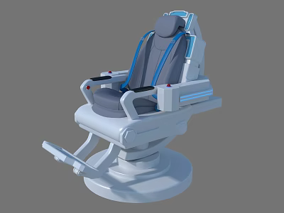 Electric Toy Modern Rotating Seat with Gray Blue Straps and White Base Design 3d model