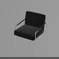 Modern Leisure Chair With Black Upholstered Seat And Backrest Metal Armrests And Sleek Legs