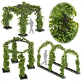 Lush Green Vine Decorative Ornament Set With Arch Structures And Foliage For Garden Decoration
