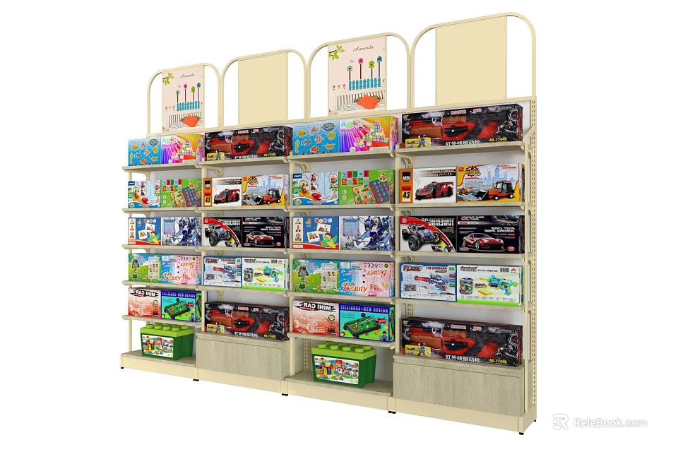 Toy Retail Shopping Mall Counter With Multiple Shelves And Colorful Displays 3d model 