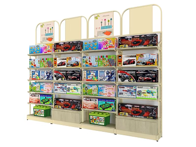 Toy Retail Shopping Mall Counter With Multiple Shelves And Colorful Displays 3d model