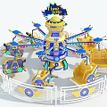 Colorful Rotating Amusement Ride with Time Fly Theme and Star Decorated Fence