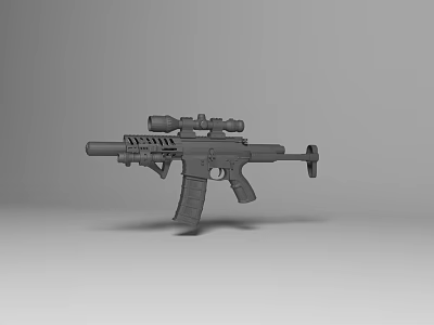 High Quality Detailed Tactical 3D Model Assault Rifle With Scope And Magazine 3d model