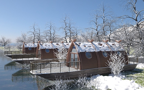 Modern Snow Boathouse 3d model