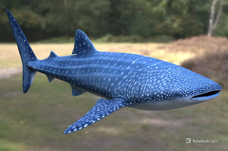 Whale Shark Marine Animal With Blue Body And White Spots Swimming In Ocean 3d model 