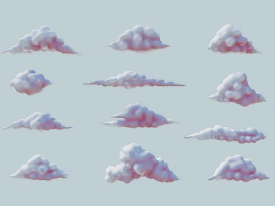 Cloud Shaped Pink And White Wall Decor Set For Home Decoration 3d model