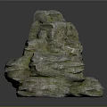 Rustic Stacked Stone Formation With Natural Rough Texture And Mossy Patches For Decorative Use