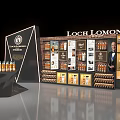 Loch Lomond Group Whisky Display Shelves With Organized Bottles And Brick Wall Background