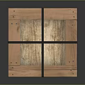 Rustic Brown Wooden Wardrobe With Black Straps And Natural Wood Texture