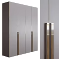 Modern Gray Wardrobe With Sleek Panel Design And Metal Handles Contemporary Storage Furniture
