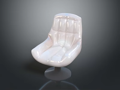 Modern White Sleek Chair With Glossy Finish And Round Base Design 3d model
