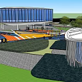 Colorful Children's Play Area Design With Shaped Zones Green Lawns Palm Trees And Water Features