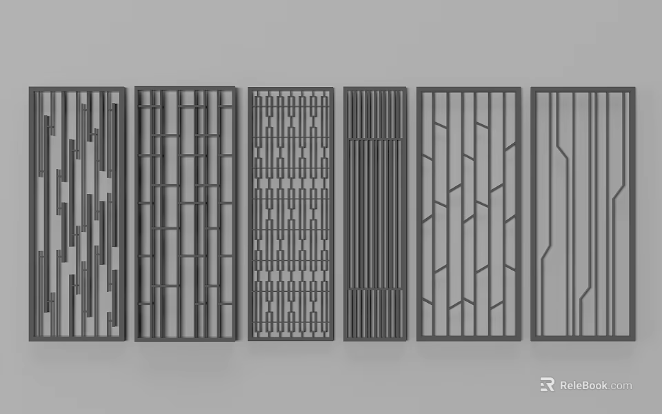 Various Decorative Partition Designs With Geometric Patterns And Stripes For Modern Interior 3d model