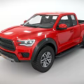 Red Pickup Truck With Modern Front Grille Stylish Headlights And Off Road Tires