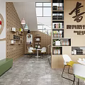 Book Art Studio Interior With Wooden Bookshelves Calligraphy Decor And Cozy Reading Areas