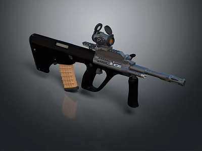 Tactical Rifle With Scope Textured Grip And Black Military Design Features 3d model