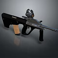 Tactical Rifle With Scope Textured Grip And Black Military Design Features