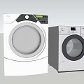 Modern Front Load Washing Machine Design With Digital Control Panel And Stainless Steel Door