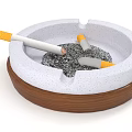 Round Double Layer Ashtray With White Speckled Top Wooden Base Cigarette Butts And Ash