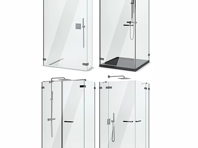 Modern Glass Shower Enclosure Set With Various Designs And Frameless Structure 3d model