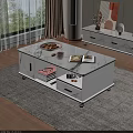 Modern White Coffee Table With Marble Top Drawers And Storage Space 3d model