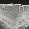 Ancient Stone Castle Ruins With Weathered Walls Windows Entrance And Surrounding Benches