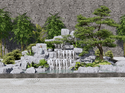 New Chinese landscape sketch rockery waterscape model