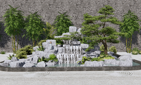 New Chinese landscape sketch rockery waterscape 3d model