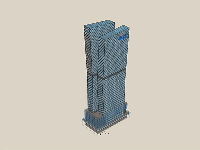 Modern Tall Office Building With Blue Glass Facade And Geometric Structure Design 3d model