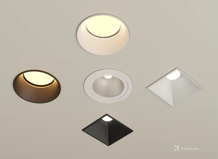 Modern Downlights And Spotlights With Various Shapes And Color Options For Home Lighting 3d model 