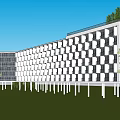 Modern Office Building Exterior Design With Multiple Balconies Glass Railings And Greenery
