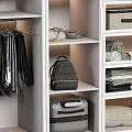 Modern Open Closet Interior Design With Hanging Clothes Folded Garments Storage Boxes Hats And Bags