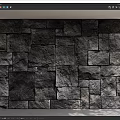 Natural Stone Textured Background Wall With Irregular Gray Stone Blocks And Shadow Effects 3d model