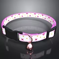 Pet Collar with Pink White Star Patterns and Bell for Animals