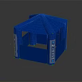 Blue Square Tent With Open Sides And Logo For Outdoor Events
