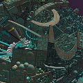 Futuristic Spherical Mechanical Structure With Intricate Details And Vibrant Blue Green Hues