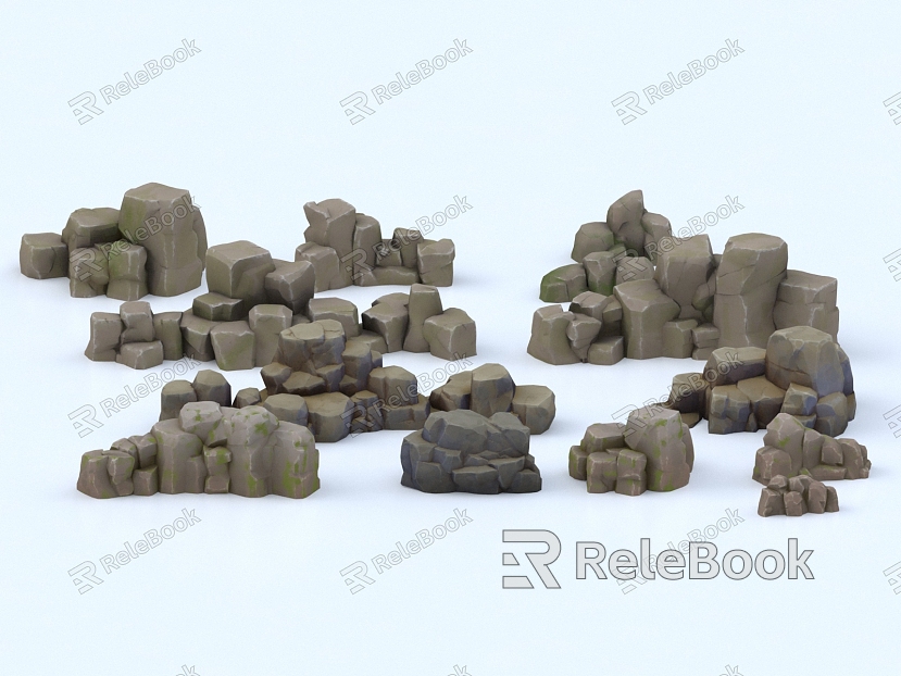 Rock Stone Stone Block Granite Boulder Mountain Rockery model