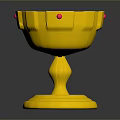 Golden Trophy Design With Shiny Surface Red Accents And Pedestal Base
