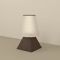 Modern Minimalist Table Lamp With Triangular Wooden Base And White Fabric Lampshade