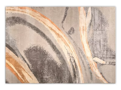 Square Carpet With Abstract Curved Lines In Gray Orange And Black Tones 3d model