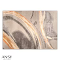 Square Carpet With Abstract Curved Lines In Gray Orange And Black Tones