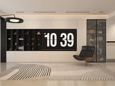Modern TV Stand Interior Design With Open Shelves Closed Cabinets And Decorative Items 3d model