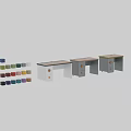 Modern Home Office Desk With Light Wood Top Beige Drawers And Round Wooden Knobs