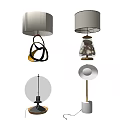 Modern Design Table Lamps With Metal Loop Glass Sphere Shell Decor And Marble Base 3d model