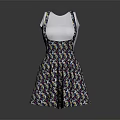 Fashionable Women's Spaghetti Strap Dress With Colorful Pattern And Flared Skirt Design