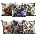 Colorful Floral Throw Pillows With Red Roses Purple Flowers And Green Leaves For Home Decor