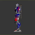 Sci Fi Robot Character With Shiny Silver Blue Red Armor And Mechanical Design